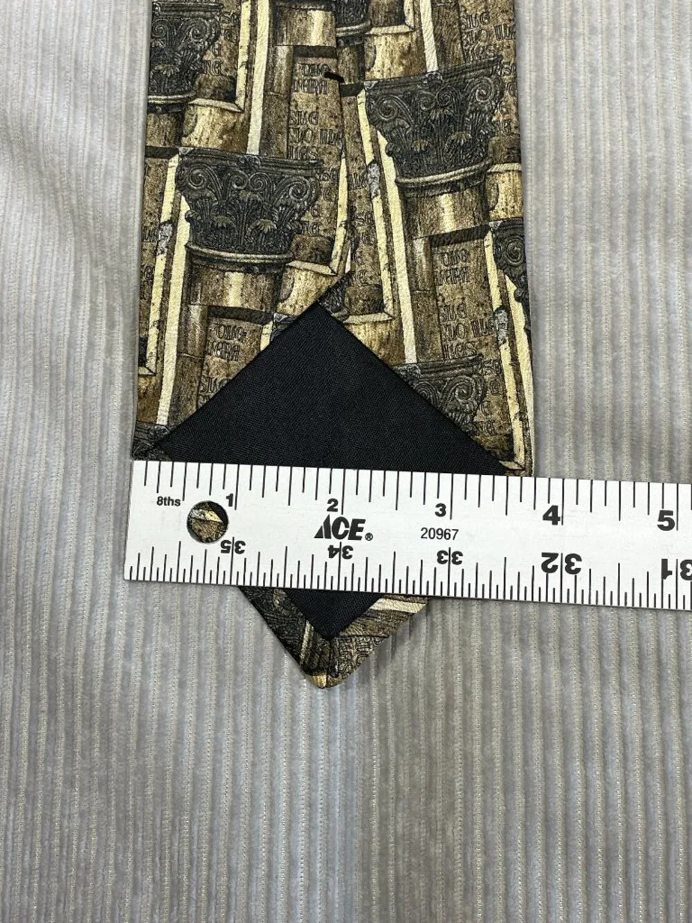 Vintage Structure 100% Silk Tie Architectural Greco-Roman Column Print Gold
